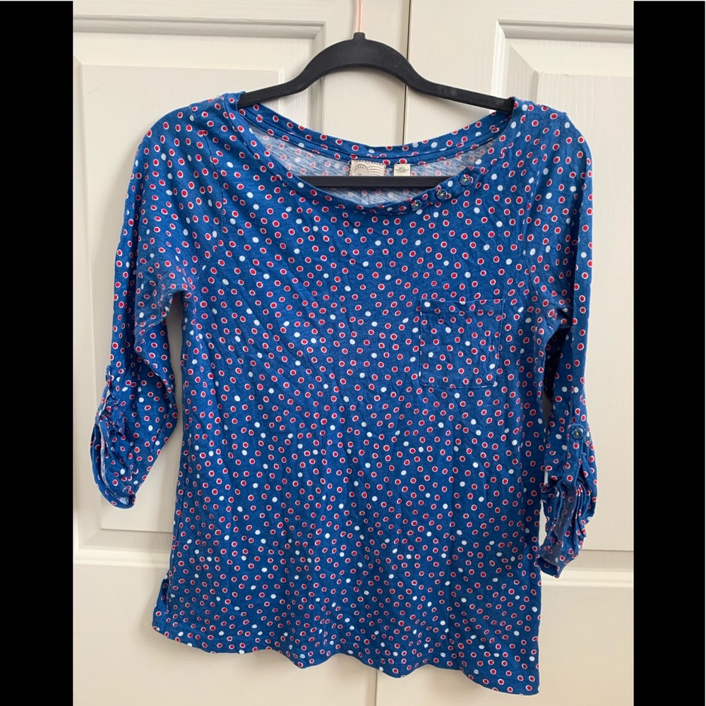 🎆 LNC Anthropologie Size M blue polka dot 3/…
